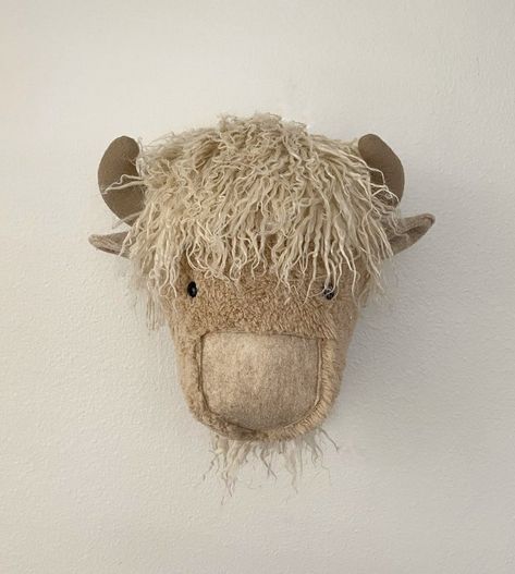 Buffalo Head Decor Wall Mount, Faux Taxidermy Decor, Felt Animal Heads, Bison Head, Felt Woodland, Animal Head Wall Decor, Taxidermy Decor, Buffalo Head, Head Wall Decor