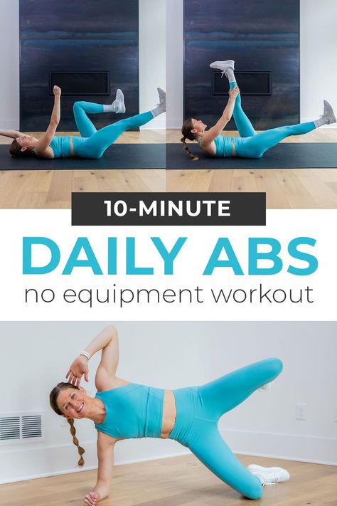 Daily Abs Workout, Ab Workout Video, Daily Ab Workout, 10 Minute Ab Workout, Nourish Move Love, Upper Abs, Workout No Equipment, Oblique Workout, Abs Workout Video