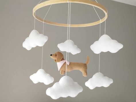 Golden Retriever Themed Nursery, Golden Retriever Nursery, Dachshund Nursery, Dog Mobile, Crib Mobiles, Baby Nursery Room, Dog Baby Shower, Dog Nursery, Baby Boy Mobile