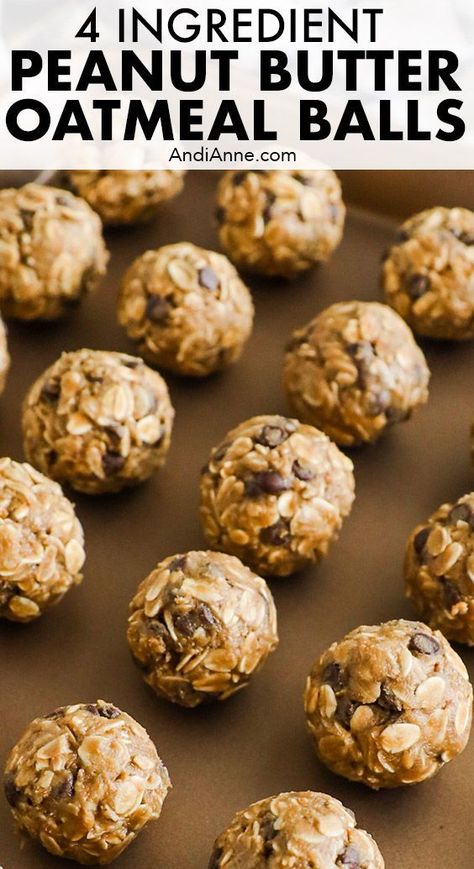 These peanut butter oatmeal balls are a huge hit in my household! We store them in the freezer for an easy pick-me-up whenever someone is craving something sweet. My daughter has been asking for them in her lunch every day this week. Peanut Butter And Oatmeal Balls, Peanut Butter And Oats Balls, Easy Healthy Desserts No Bake, Oats And Peanut Butter Balls, Oat And Peanut Butter Balls, Low Calorie Energy Bites, Oat Peanut Butter Protein Balls, Booster Juice Protein Balls, Oat Balls Peanut Butter