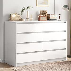 TIZAZO Dresser for Bedroom - 8 Drawer White Dresser, Wood Chest of Drawers for Living Room, Kids Room, Entryway and Hallway, White White Dressers, Wood Chest Of Drawers, Dresser Wood, Modern Chests, Bedroom Drawers, Dresser For Bedroom, White Dresser, Wood Chest, Room Kids