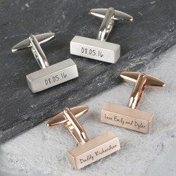 Personalised Brushed Bar Cufflinks Engraved Handwriting, Lisa Angel, Vintage Cufflinks, Leather Keyring, Silver Cufflinks, Cufflinks Men, Quirky Gifts, Punctuation, Personalized Leather