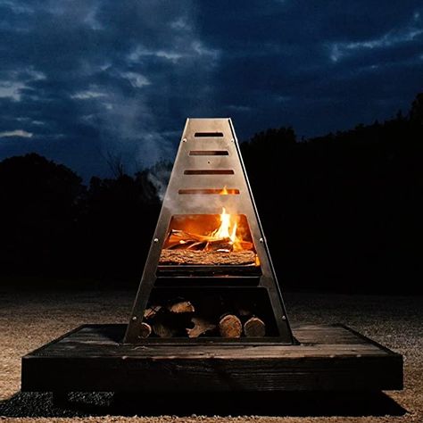 Amazon.com : Bad Idea Pyro Tower Steel Fire Pit Charcoal Grill Metal Chiminea : Garden & Outdoor Metal Chiminea, Fire Pit Materials, Metal Fire Pit, Steel Fire Pit, Tower Design, Urban Rustic, Backyard Fire, Bad Idea, Garden In The Woods