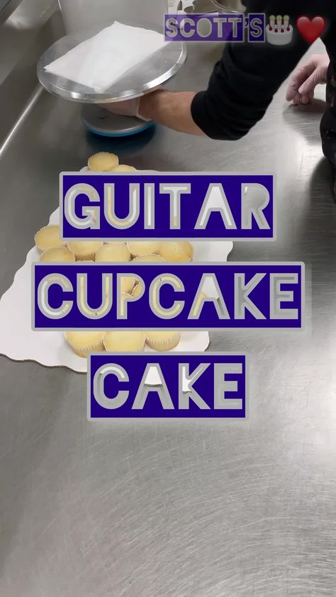 Guitar Cupcakes Ideas, Guitar Shaped Cake, Guitar Cakes For Men, Guitar Cake Ideas, Guitar Cupcake Cake, Guitar Cupcakes, Guitar Cakes, Guitar Cake, Pull Apart Cupcakes