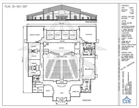 Informational church building resource, church building experts and expansion consultants. FREE SAMPLE church floor plans. Over 1,000 church plans. Church Floor Plans, Theatre Plan, Section Drawing Architecture, Church Building Plans, School Floor Plan, Church Sanctuary, Church Design Architecture, Church Foyer, Sacral Architecture