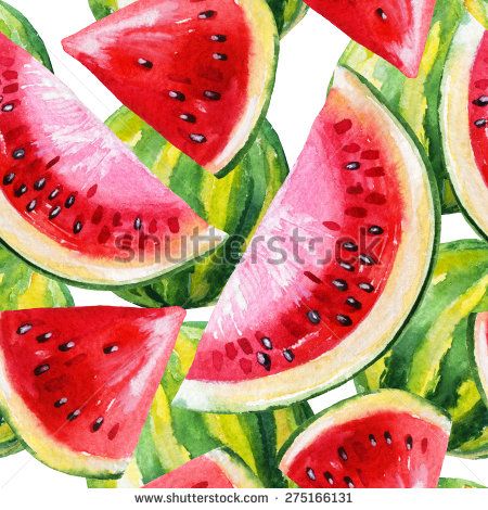 Watercolor watermelon seamless pattern on white background Watermelon Painting, Magnolia Fabrics, No Sew Pillow Covers, Watercolour Design, Outdoor Cushion Covers, Summer Prints, Canvas Home, Waterproof Fabric, Pet Clothes