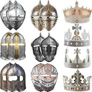 Amazon.com: 24 Pcs Medieval Party Decorations Knight Helmet Party Decorations Medieval Crown Knight Masks Cosplay Crusader Knight Masks Knight Paper Hats Medieval Party Supplies for Cosplay Knight Dress up : Clothing, Shoes & Jewelry Knight Party Decorations, Medieval Party Decorations, Knight Dress, Knight Birthday Party, Medieval Crown, Soldier Costume, Knight Helmet, Knight Party, Medieval Decor