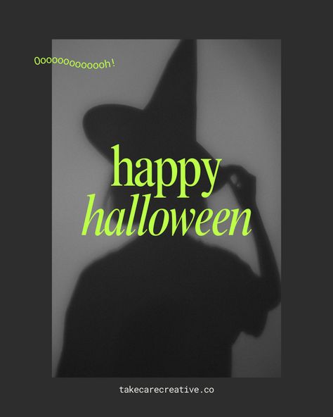 Lime Black Minimalist Happy Halloween Instagram Post by Take Care Creative. Follow on Canva or get emails about new canva templates at takecarecreative.co / neon green, green, greyscale, shadow, witch, costume, minimal, aesthetic, dark, simple / Halloween Email Design, Shadow Witch, Halloween Instagram, Black Minimalist, Witch Costume, Minimal Aesthetic, Aesthetic Dark, Email Design, Instagram Post Template