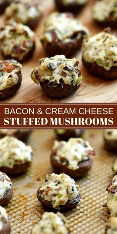 Cream Cheese Stuffed Mushrooms, Mushroom Bites, Tailgate Appetizers, Fingerfood Baby, Mushrooms Stuffed, Mushroom Appetizers, Cheese Stuffed Mushrooms, Baked Mushrooms, Bacon Appetizers