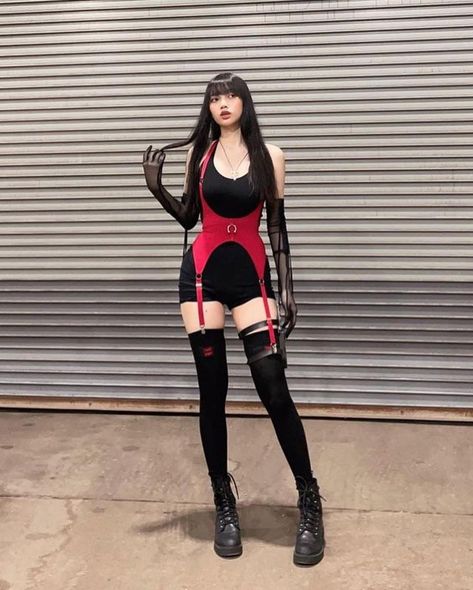 The End Lingerie on Instagram: “@yukimago in Happy Ending Garter Belt In Red and The End Thigh High Socks 🎈🎈🎈” Happy Ending, Thigh High Socks, Looks Black, 영감을 주는 캐릭터, Kpop Fashion Outfits, Performance Outfit, Edgy Outfits, Stage Outfits, Korean Outfits