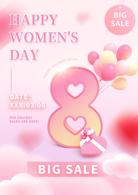 Women's Day Creative Digital Stereo 3D Romantic Promotion Festival Poster#pikbest#templates Woman Day Poster, Woman Day Design Poster, Poster Psd Free Download, Poster Psd, New Years Poster, Festival Poster, Festival Posters, Woman’s Day, Happy Women