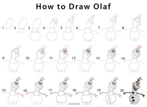 Draw Olaf Step By Step, How To Draw Olaf, Draw Snowman, Olaf Pictures, Draw Olaf, Olaf Drawing, Castle Coloring Page, Easy Disney Drawings, Frozen Characters