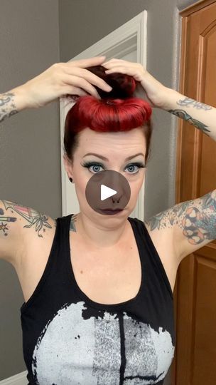 Short Rockabilly Hairstyles For Women, Rockabilly Short Hairstyles, Rockabilly Updo, Bang Updo, Rockabilly Bangs, Pinup Bangs, Rosie The Riveter Hair, Rockabilly Hair Tutorials, Pinup Hairstyles