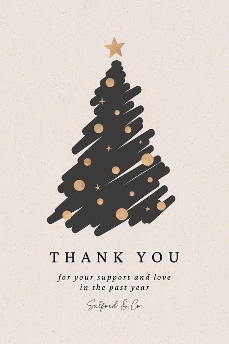 Templates Business Christmas, Christmas Thank You, Classy And Elegant, Thank You Card Template, Canva Templates, Card Templates, Black And Gold, Card Template, Hanukkah