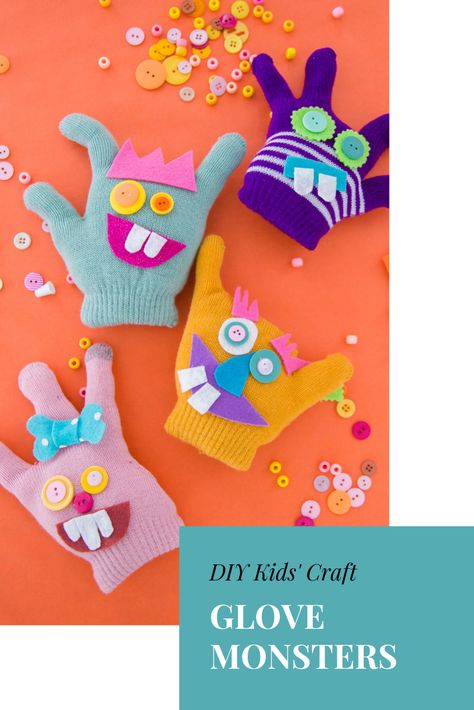 DIY Glove Monsters: The craft experts at HGTV.com show how to turn those lonely winter gloves into stuffed monster toys. Easy Diy Crafts For Kids, Craft Ideas Simple, Agamograph Template, Flapping Bird, Easy Winter Crafts, Recycled Crayons, Monster Toys, Winter Crafts For Kids, Diy Activities