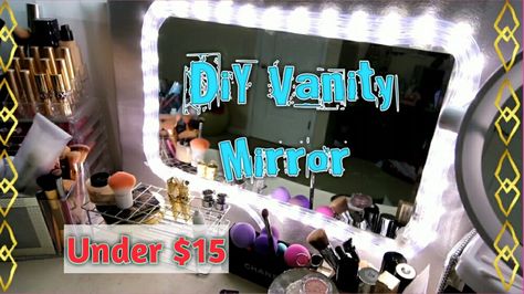 Vanity Mirror With Lights - DIY Diy Vanity Mirror With Lights, Room Diys, Diy Vanity Mirror, Mirror Decor Ideas, Lights Diy, My Vanity, Vanity Mirror With Lights, Mirror Ideas, Vanity Ideas