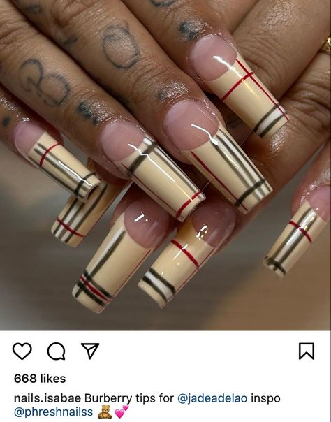 Burberry Nails, Camouflage Nails, Checkered Nails, Nyc Nails, Broken Nails, Cream Nails, Star Nails, Girls Nails, Fire Nails