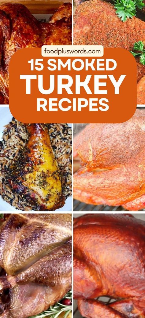 Looking for a savory centerpiece for a holiday feast or a delicious weeknight dinner? These smoked turkey recipes deliver a smoky flavor that everyone will enjoy. From juicy smoked turkey breast to flavorful smoked turkey legs, there's something for every palate. Try these recipes for your next gathering, and prepare to be praised for your culinary skills! Cooking A Smoked Turkey, Smoked Turkey Traeger, Smoked Turkey Thanksgiving, Pre Smoked Turkey Legs Recipe, Smoked Turkey Breast Recipes, Cajun Smoked Turkey Recipe, Leftover Smoked Turkey Recipes, Smoked Turkey Recipes Thanksgiving, Smoked Turkey Rub Recipes