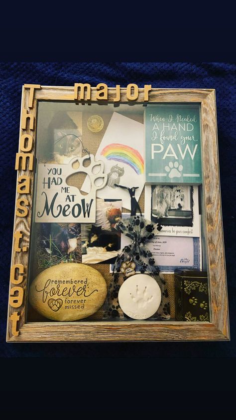 Shadow Box Pet Memorial Cats, Cat Shadow Box Memorial, Cat Memorial Shadow Box Ideas, Pet Shadow Box Ideas, Diy Cat Memorial Ideas, Diy Dog Memorial Shadow Box Ideas, Dog Shadow Box Ideas, Pet Memorial Shadow Box Dogs, Dog Shadow Box Pet Memorials