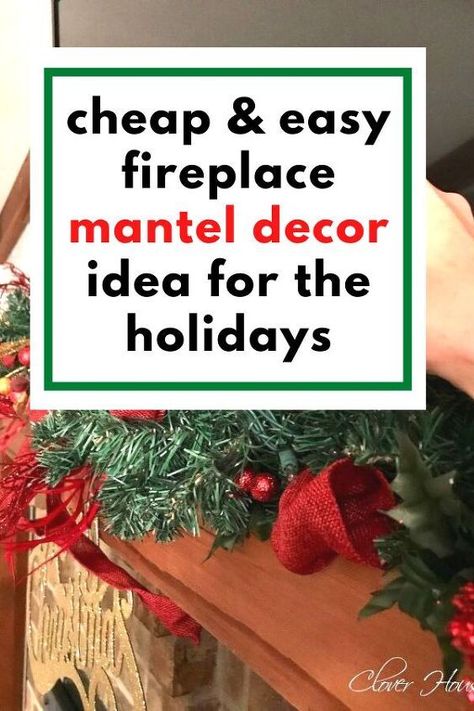 Get into the Holiday spirit with this easy dollar store Christmas Mantel decorating idea with tv. This holiday mantel decor is even cheaper if you grab black friday deals at the dollar tree or buy it end of season for next years Christmas mantel decorating. Country Christmas Mantle Decor, Dollar Tree Christmas Mantle Decor, Rustic Christmas Fireplace Mantels, Simple Christmas Mantle Decor Fireplaces, Holiday Fireplace Mantle Decor, Easy Christmas Mantel Ideas, Mantle Ideas For Christmas, Christmas Mantel Decorations With Tv, Simple Christmas Mantle Ideas