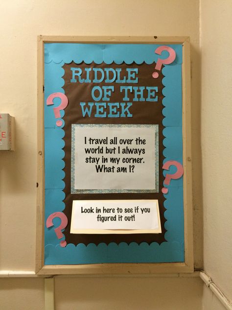 Question Of The Week Bulletin Board, Reconigtion Board For Work, Joke Of The Week Bulletin Board, Interactive Bulletin Board Ideas For Work, Office Staff Bulletin Board Ideas, Bulletin Board Ideas For After School Program, Fun Work Bulletin Board Ideas, School Breakroom Ideas, Workplace Bulletin Boards