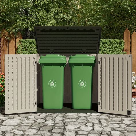 Faster shipping. Better service Outdoor Garbage Storage, Trash Can Storage Outdoor, Garbage Can Storage, Garbage Storage, Outdoor Trash Cans, Trash Containers, Plastic Trash, Deck Designs Backyard, Deck Box Storage