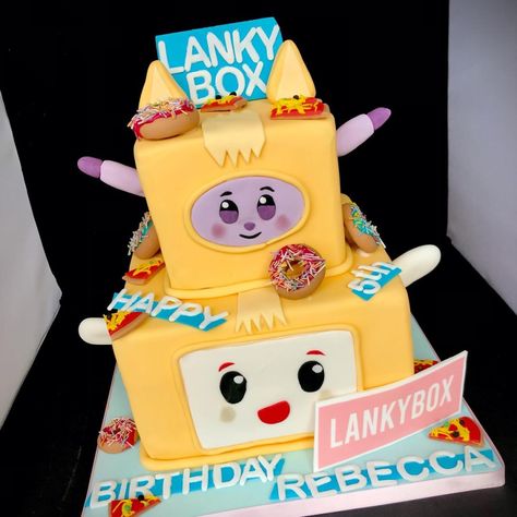 Linky Box Cake, Lankybox Cake Ideas, Lankybox Birthday Ideas Decoration, Lanky Box Birthday Party, Lanky Box Cake, Lankybox Birthday Ideas, Lankybox Cake, Lankybox Party, Kehlani Birthday