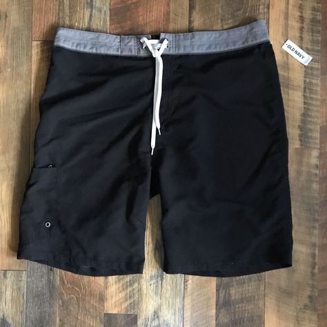 Old Navy Men’s Swim Trunks Shorts Black Ties Unlined Size 38 New With Tags Inseam 10” Black Nylon Swim Trunks, Black Moisture-wicking Swim Trunks, Black Moisture-wicking Swim Trunks Sportswear, Black Nylon Swim Trunks, Short Length, Mens Bathing Suits, Nylon Swim Trunks With Built-in Shorts, Old Navy Men, Mens Swim Trunks, Man Swimming