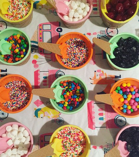 Sprinkle Decorations, Mini Cafeteria, Ice Cream Birthday Party Theme, Ice Cream Social Party, Sundae Party, Sprinkles Birthday Party, Ice Cream Party Decorations, Ice Cream Party Theme, Ice Cream Sundae Bar