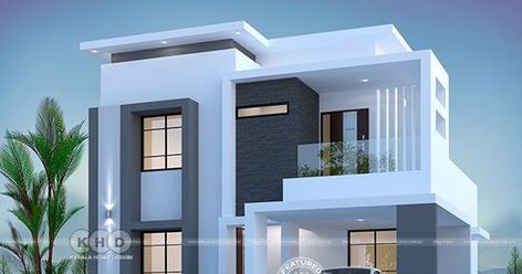 1800 square feet 3 bedroom elegant looking double storied house plan by Dream Form from Kerala. Houses Aesthetic, Bedroom Elegant, 2 Storey House Design, Aesthetic Interior, House Roof Design, Small House Elevation, Modern Small House Design, Small House Design Exterior, Best Modern House Design