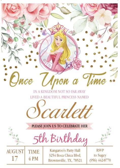 Sleeping Beauty Party Invitations, Aurora Sleeping Beauty Birthday Party Ideas, Aurora Princess Party Ideas, Aurora Birthday Invitation, Aurora Birthday Theme, Princess Aurora Invitation Template, Sleeping Beauty Birthday Invitations, Sleeping Beauty Backdrop, Sleeping Beauty 1st Birthday Party