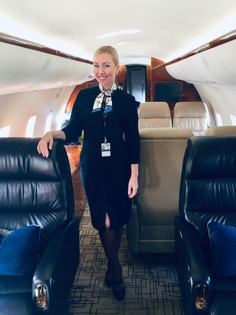 How to Become a Corporate Flight Attendant - Tips from VIP Air Hostess Private Flight Attendant, Frontier Flight Attendant, Frontier Airlines Flight Attendant, Skywest Flight Attendant, Corporate Flight Attendant, 2024vision Board, Private Flight, Airline Cabin Crew, Headshot Ideas