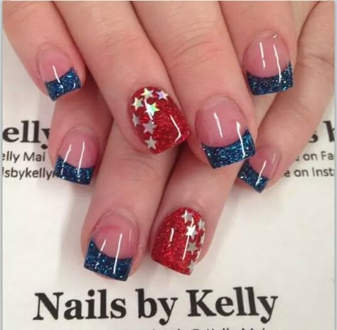 4th Of July Nail Art, 4th Of July Nail, Patriotic Nails, Pedicure Designs Toenails, French Pedicure, Fourth Of July Nails, Fingernail Designs, Pedicure Designs, 4th Of July Nails