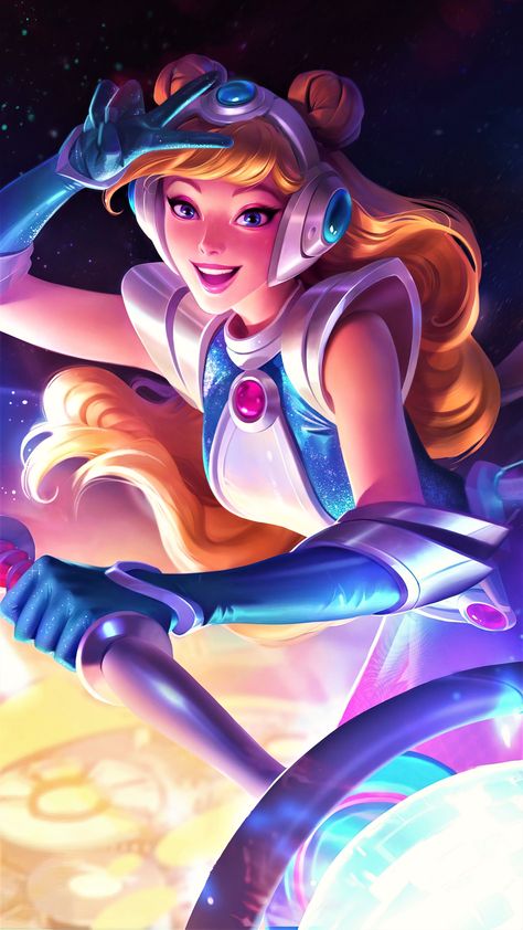 space groove lux #zicxa #image #background #wallpaper Cartoon Character, League Of Legends, Blonde, Computer, Screen, Skin