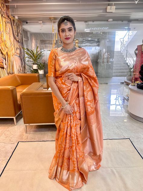 Pastel Pattu Saree, Orange Pattu Saree, Saree Orange, Indian Wedding Saree, South Indian Wedding Saree, Party Saree, Bridal Sarees South Indian, Wedding Saree Collection, Party Sarees