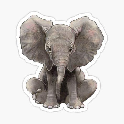 Animals Stickers, Elephant Stickers, Homemade Stickers, Tumblr Stickers, Elephant Painting, Hydroflask Stickers, Elephant Baby, Animal Stickers, Diy Stickers