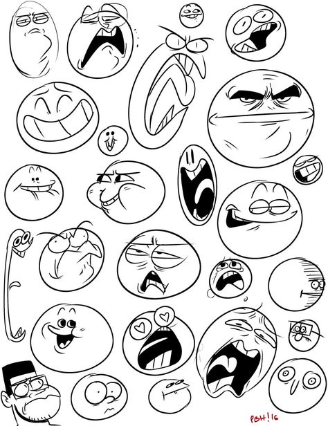 Funny Facial Expressions Drawing, Funny Cartoon Expressions, Funny Expressions Drawing, Cartoon Laughing Face, Cartoon Expressions Faces, Character Cartoon Design, Drawing Smile, Learning Everyday, Cartoon Tutorial