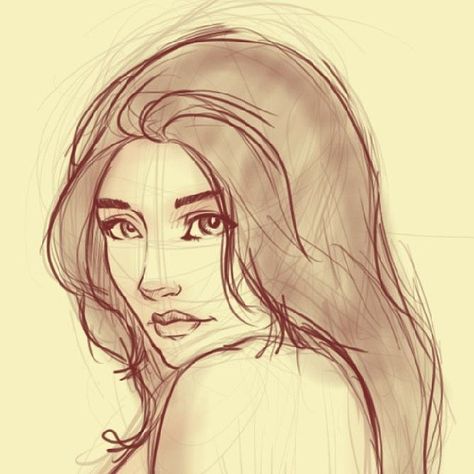 Girl Looking Over Shoulder, Shoulder Drawing, Hair Over Shoulder, Babs Tarr, Looking Over Shoulder, Drawing Bases, Pencil Drawing Images, Concert Poster Design, Girl Face Drawing