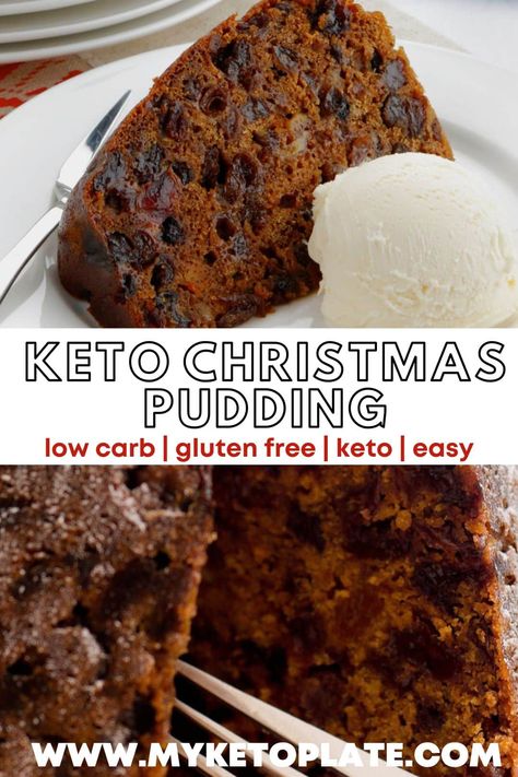 This keto Christmas pudding is a delicious sweet treat perfect for the holiday season, loaded with cinnamon and orange flavor. Learn how to make the best gluten-free Christmas pudding that requires only 5 minutes of prep and 6 for cooking. Gluten Free Christmas Pudding, Traditional Holiday Desserts, Bread To Make, Xmas Pudding, Christmas Pudding Recipes, Low Carb Christmas, Christmas Appetizers Party, Keto Christmas, Low Carb Flour