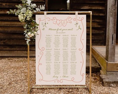 View Signs & Seating Charts by MoneoUKDesign on Etsy Whimsical Wedding Table, Wedding Table Assignments, Quirky Table, Party Seating, Pdf Design, Hand Drawn Wedding, Wedding Table Plan, Tea Party Bridal Shower, Bridal Shower Tea