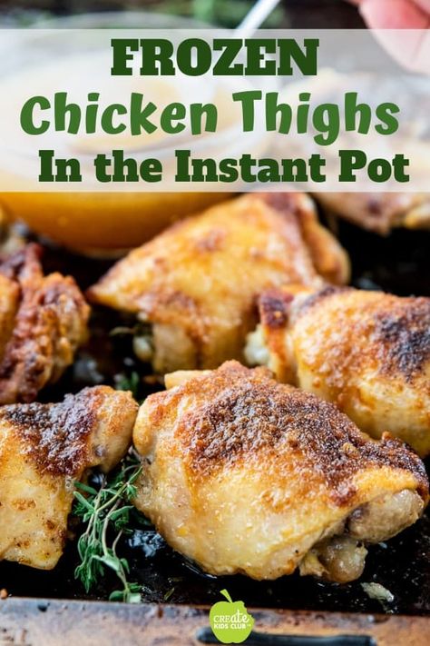 Learn how to make Frozen Chicken Thighs in the instant pot. This easy & healthy chicken recipe saves time using an electric pressure cooker or instapot. #frozenchickenrecipe #instantpotfrozenchickenthighs #frozenchickenthighs #frozenchickeninstantpot #instapotfrozenchickenthighs #createkidsclub Pressure Cooker Chicken Thighs, Healthy Chicken Recipe, Easy Healthy Chicken, Chicken Tinga, Cooking Frozen Chicken, Healthy Chicken Recipes Easy, Pressure Cooker Chicken, Instant Pot Recipes Chicken, Electric Pressure Cooker