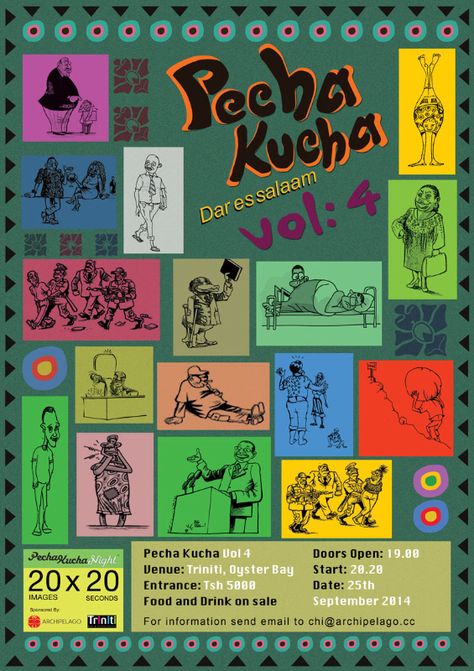 Pecha Kucha Vol 4 done by Tino Tairo (drawing and graphic design) Pecha Kucha, Oyster Bay, Graphic Design, Design