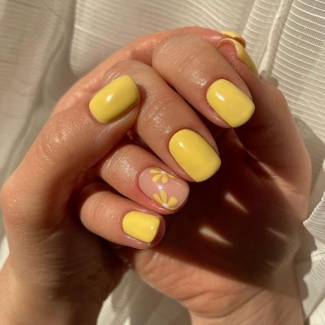 Summer Yellow Nails, Yellow Nail Art, Yellow Nails Design, Cute Short Nails, Pretty Nail Colors, May Nails, Summer Yellow, Cute Gel Nails, Nails 2024