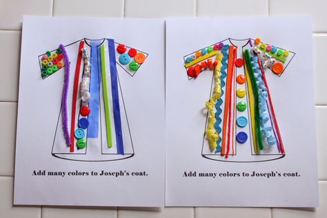 Delightful Learning: Preschool with Bo Unit 5: Letters A-D Review, Young Joseph Coat Of Many Colors Craft, Joseph's Coat Of Many Colors Craft, Joseph Coat Of Many Colors, Bible Joseph, Joseph Bible Crafts, Joseph Crafts, Texture Craft, Joseph Coat, Colors Craft