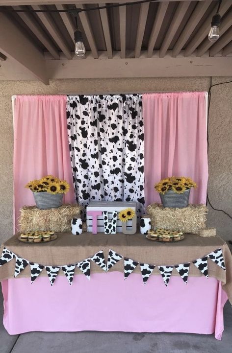 Cow Print Party, Cow Baby Shower Theme, Cow Print Birthday, Rodeo Birthday Parties, Cow Birthday Parties, Cowgirl Baby Showers, 2nd Birthday Party For Girl, Barnyard Birthday Party, Cow Baby Showers