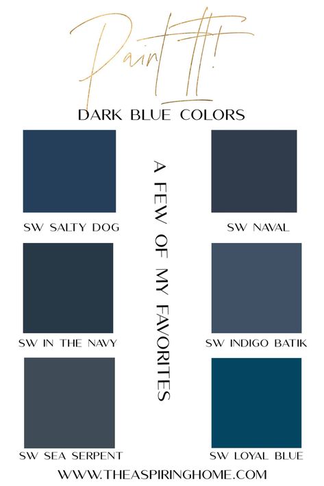 Navy Blue Sherwin Williams Paint, Dark Blue Sherwin Williams Paint, Sherwin Williams Dark Blue, Best Dark Blue Paint Colors, Sherwin Williams Navy, Basement Cabinets, Deep Blue Paint, Blue Bedroom Paint, Dark Blue Paint Color