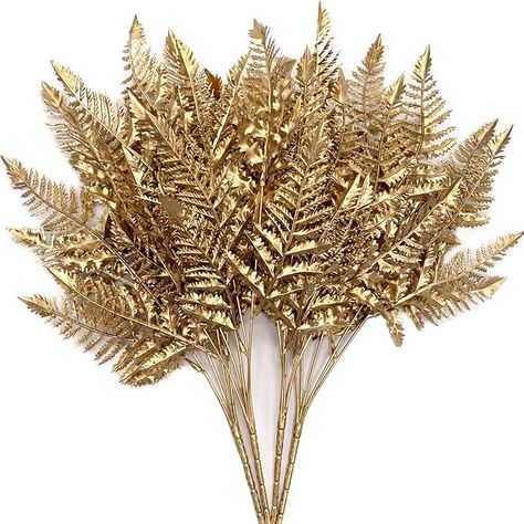 Amazon.com: CATTREE Artificial Plants Christmas Decoration, Plastic Golden Boston Plant Fake Simulation Fern Leaves for Wedding Bridal Bouquet Party Indoor DIY Home Office Table Centerpieces Decor - Gold 4 Pack : Home & Kitchen Diy Home Office, Bouquet Party, Home Office Table, Fern Leaves, Wedding Bridal Bouquets, Office Table, Christmas Centerpieces, Artificial Plants, Home Decor Furniture