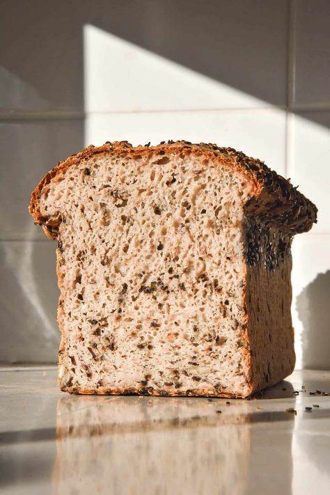 Gluten free seeded bread Buckwheat Flour Recipes, Gluten Free Flours, Seeded Bread, Seeded Bread Recipes, Gluten Free Vegan Bread, Glutenfri Baking, Fodmap Friendly Recipes, Yeast Free Breads, Gluten Free Yeast Free