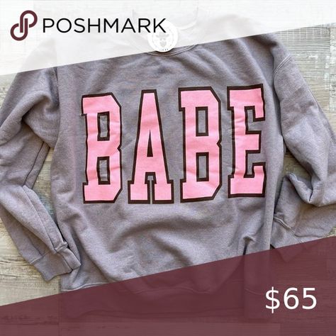 BABE Sweatshirt Oversized Varsity Style Sweatshirt Gray & Pink Women's Varsity Sweatshirt, Sweatshirt Oversized, Varsity Style, Style Sweatshirt, The Grove, Barbie Girl, Oversized Sweatshirt, Grey Sweatshirt, Woman Colour