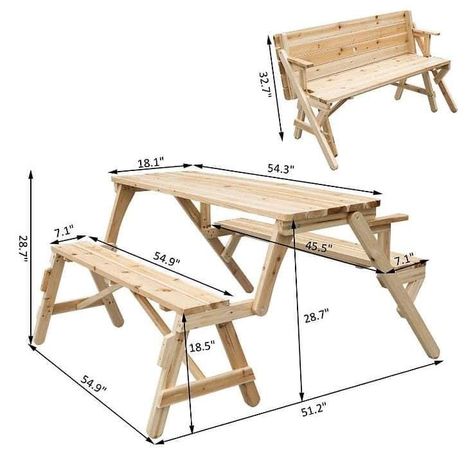 Foldable Picnic Table, Picnic Table Bench, Wooden Picnic Tables, Folding Picnic Table, Woodworking Plans Beginner, Diy Halloween Decor, Homemade Tables, Diy End Tables, Diy Sofa Table